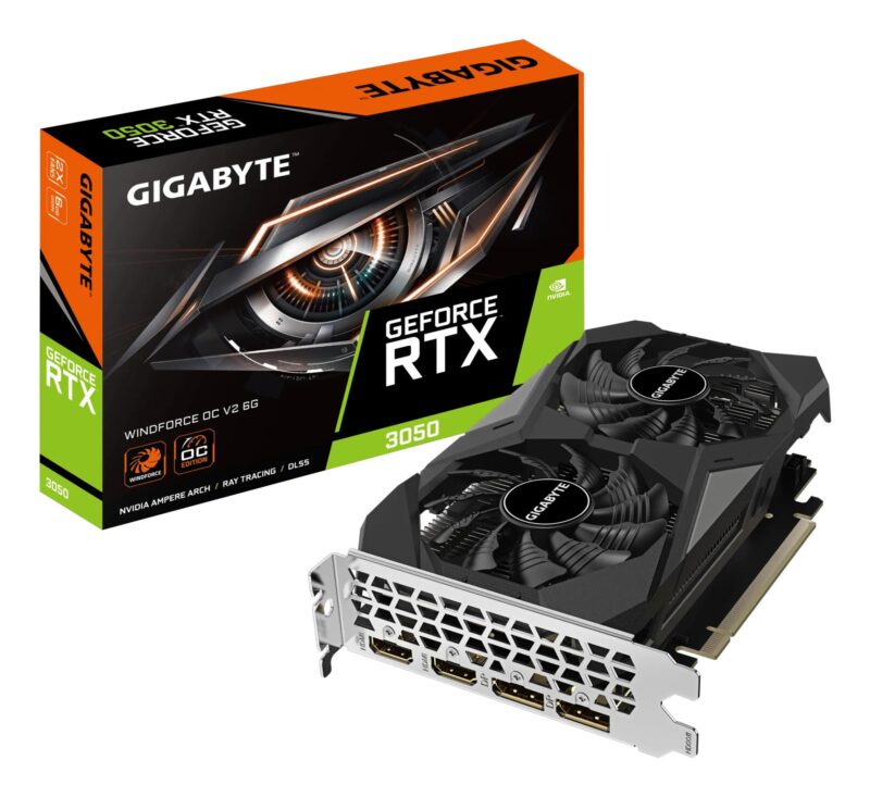 Graphics Card|GIGABYTE|NVIDIA GeForce RTX 3050|6 GB|GDDR6|96 bit|PCIE 4.0 16x|Memory 14000 MHz|GPU 1477 MHz|2xHDMI|2xDisplayPort|GV-N3050WF2OCV2-6GD Graphics Card|GIGABYTE|NVIDIA GeForce RTX 3050|6 GB|GDDR6|96 bit|PCIE 4.0 16x|Memory 14000 MHz|GPU 1477 MHz|2xHDMI|2xDisplayPort|GV-N3050WF2OCV2-6GD