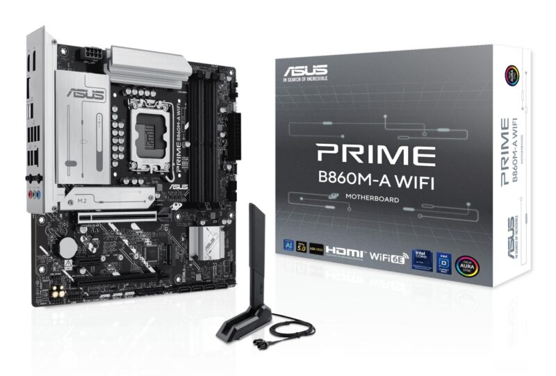 Mainboard|ASUS|Intel B860 Express|LGA1851|Micro-ATX|Memory DDR5|Memory slots 4|1xPCI-Express 4.0 1x|1xPCI-Express 4.0 16x|1xPCI-Express 5.0 16x|2xM.2|1xHDMI|1xDisplayPort|7xUSB 2.0|1xUSB-C|1xUSB-C w/Thunderbolt|1xOptical S/PDIF|1xRJ45|3xAudio port|PRIMEB860M-AWIFI Mainboard|ASUS|Intel B860 Express|LGA1851|Micro-ATX|Memory DDR5|Memory slots 4|1xPCI-Express 4.0 1x|1xPCI-Express 4.0 16x|1xPCI-Express 5.0 16x|2xM.2|1xHDMI|1xDisplayPort|7xUSB 2.0|1xUSB-C|1xUSB-C w/Thunderbolt|1xOptical S/PDIF|1xRJ45|3xAudio port|PRIMEB860M-AWIFI