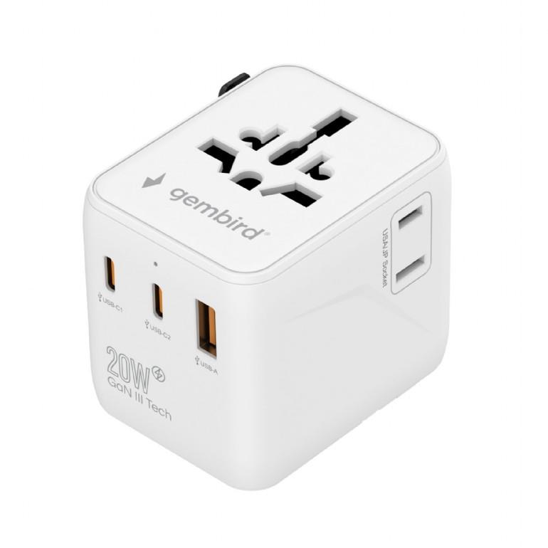 POWER ADAPTER TRAVEL 20W/WHITE TPA-1A2C20-01-W GEMBIRD POWER ADAPTER TRAVEL 20W/WHITE TPA-1A2C20-01-W GEMBIRD