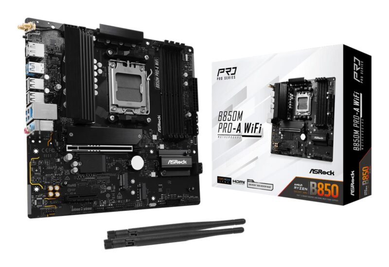 Mainboard|ASROCK|1xPCI-Express 4.0 4x |1xPCI-Express 5.0 16x|1xM.2|1xHDMI|1xDisplayPort|1xAudio-In|1xAudio-Out|1xMicrophone|4xUSB 2.0|3xUSB 3.2|1xUSB-C|1xRJ45|B850MPRO-AWIFI Mainboard|ASROCK|1xPCI-Express 4.0 4x |1xPCI-Express 5.0 16x|1xM.2|1xHDMI|1xDisplayPort|1xAudio-In|1xAudio-Out|1xMicrophone|4xUSB 2.0|3xUSB 3.2|1xUSB-C|1xRJ45|B850MPRO-AWIFI