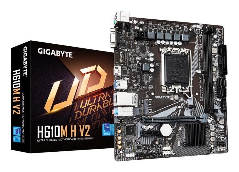 Mainboard|GIGABYTE|Intel H610|LGA1700|Micro-ATX|Memory DDR5|Memory slots 2|1xPCI-Express 3.0 1x|1xPCI-Express 4.0 16x|1xM.2|1x15pin D-sub|1xHDMI|4xUSB 2.0|2xUSB 3.2|1xPS/2|1xRJ45|3xAudio port|H610MHV21.0 Mainboard|GIGABYTE|Intel H610|LGA1700|Micro-ATX|Memory DDR5|Memory slots 2|1xPCI-Express 3.0 1x|1xPCI-Express 4.0 16x|1xM.2|1x15pin D-sub|1xHDMI|4xUSB 2.0|2xUSB 3.2|1xPS/2|1xRJ45|3xAudio port|H610MHV21.0