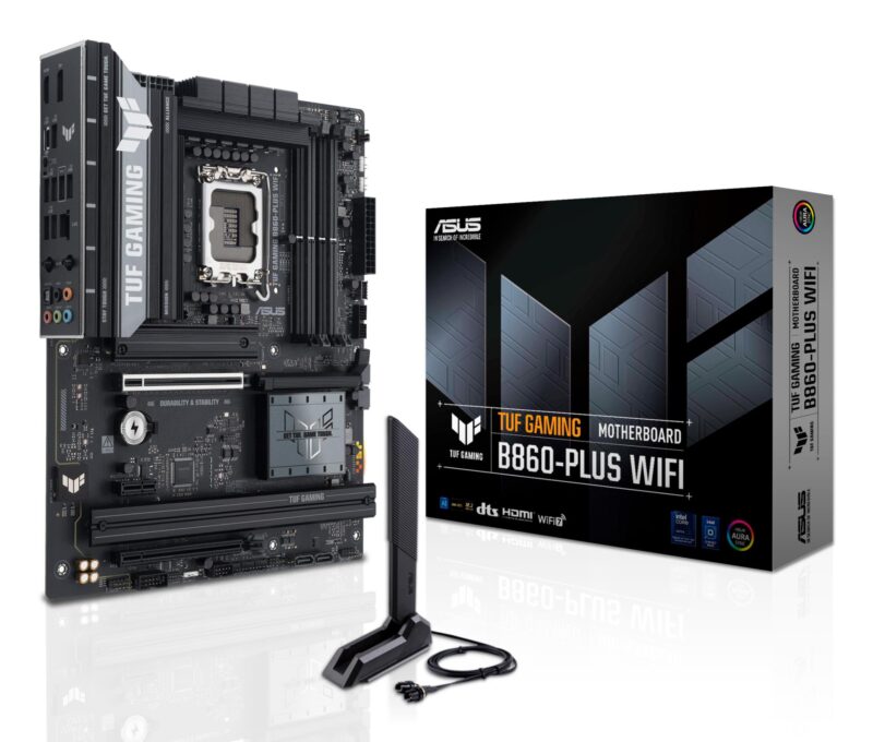 Mainboard|ASUS|Intel B860 Express|LGA1851|ATX|Memory DDR5|Memory slots 4|1xPCI-Express 4.0 1x|1xPCI-Express 4.0 16x|1xPCI-Express 5.0 16x|3xM.2|1xHDMI|1xDisplayPort|2xUSB 2.0|3xUSB 3.0|2xUSB 3.2|1xUSB-C|1xOptical S/PDIF|1xRJ45|5xAudio port|TUFGAMINGB860-PLUSWIFI Mainboard|ASUS|Intel B860 Express|LGA1851|ATX|Memory DDR5|Memory slots 4|1xPCI-Express 4.0 1x|1xPCI-Express 4.0 16x|1xPCI-Express 5.0 16x|3xM.2|1xHDMI|1xDisplayPort|2xUSB 2.0|3xUSB 3.0|2xUSB 3.2|1xUSB-C|1xOptical S/PDIF|1xRJ45|5xAudio port|TUFGAMINGB860-PLUSWIFI