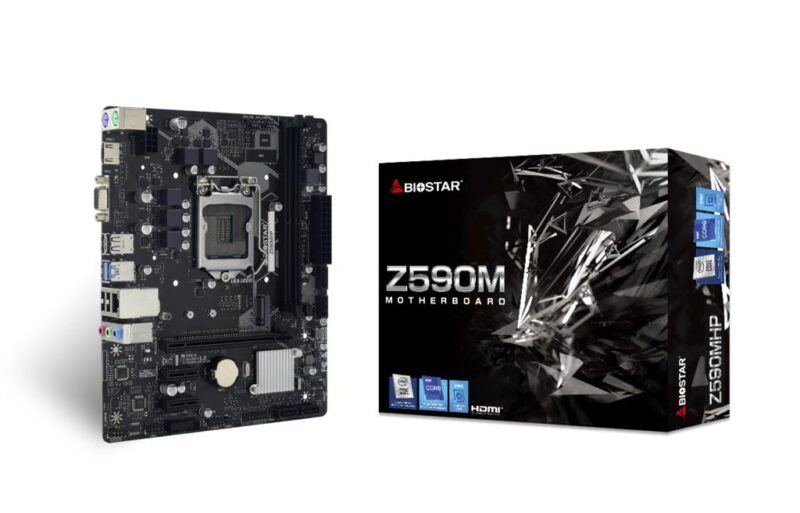 Mainboard|BIOSTAR|Intel Z590 Express|LGA1200|Micro-ATX|Memory DDR4|Memory slots 2|2xPCI-Express 3.0 1x|1xPCI-Express 4.0 16x|1xM.2|1x15pin D-sub|1xHDMI|4xUSB 2.0|2xUSB 3.2|2xPS/2|1xRJ45|3xAudio port|Z590MHP Mainboard|BIOSTAR|Intel Z590 Express|LGA1200|Micro-ATX|Memory DDR4|Memory slots 2|2xPCI-Express 3.0 1x|1xPCI-Express 4.0 16x|1xM.2|1x15pin D-sub|1xHDMI|4xUSB 2.0|2xUSB 3.2|2xPS/2|1xRJ45|3xAudio port|Z590MHP