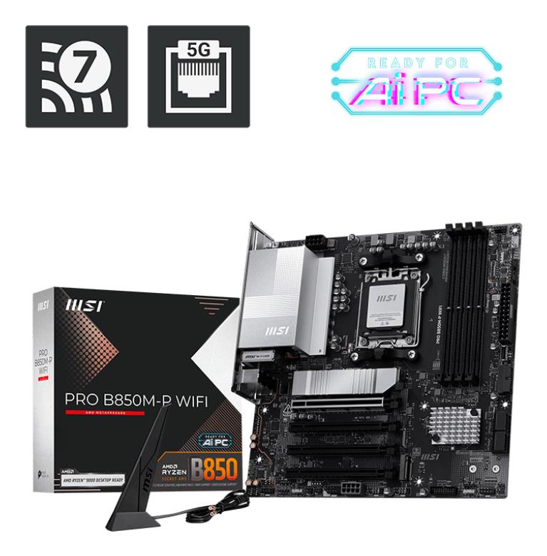 Mainboard|MSI|AMD B850|SAM5|Micro-ATX|Memory DDR5|Memory slots 4|PROB850M-PWIFI Mainboard|MSI|AMD B850|SAM5|Micro-ATX|Memory DDR5|Memory slots 4|PROB850M-PWIFI