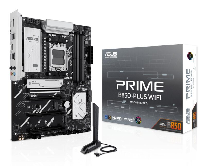 Mainboard|ASUS|AMD B850|SAM5|ATX|Memory DDR5|Memory slots 4|2xPCI-Express 3.0 16x|1xPCI-Express 4.0 16x|1xPCI-Express 5.0 16x|3xM.2|1xHDMI|1xDisplayPort|3xUSB 2.0|5xUSB 3.2 type B|2xUSB-C|3xAudio port|PRIMEB850-PLUSWIFI Mainboard|ASUS|AMD B850|SAM5|ATX|Memory DDR5|Memory slots 4|2xPCI-Express 3.0 16x|1xPCI-Express 4.0 16x|1xPCI-Express 5.0 16x|3xM.2|1xHDMI|1xDisplayPort|3xUSB 2.0|5xUSB 3.2 type B|2xUSB-C|3xAudio port|PRIMEB850-PLUSWIFI