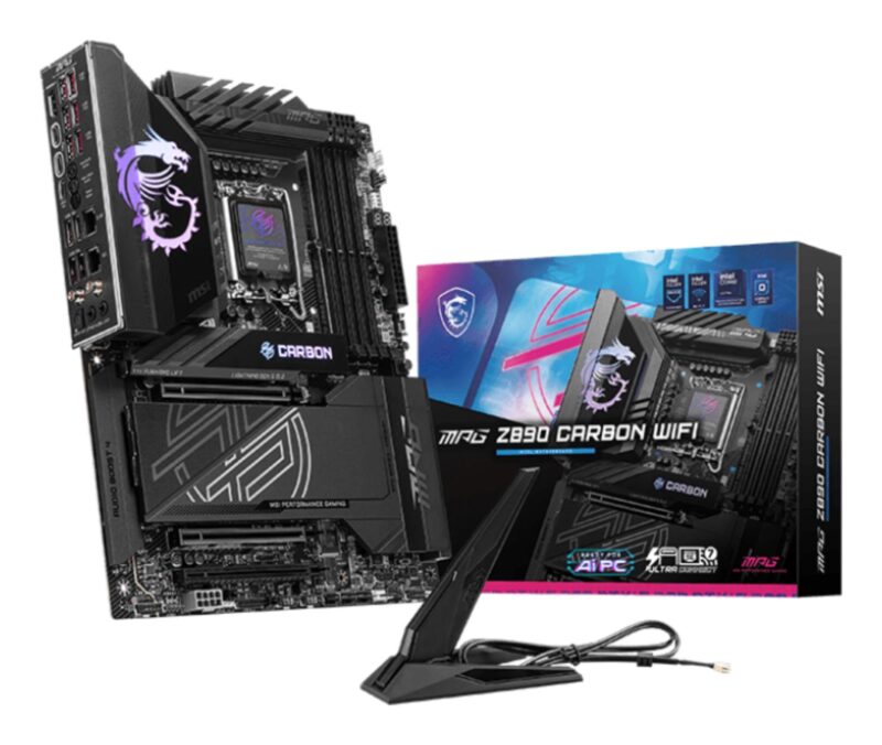 Mainboard|MSI|Intel Z890|LGA1851|ATX|Memory DDR5|Memory slots 4|1xPCI-Express 4.0 4x	|1xPCI-Express 5.0 8x|1xPCI-Express 5.0 16x|5xM.2|1xHDMI|10xUSB 3.2|1xUSB-C|2xUSB-C w/Thunderbolt|1xOptical S/PDIF|2xRJ45|2xAudio port|MPGZ890CARBONWIFI