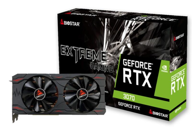 Graphics Card|BIOSTAR|NVIDIA GeForce RTX 3070|8 GB|GDDR6|256 bit|PCIE 4.0 16x|GPU 1500 MHz|Dual Slot Fansink|1xHDMI|3xDisplayPort|VN3706RM82 Graphics Card|BIOSTAR|NVIDIA GeForce RTX 3070|8 GB|GDDR6|256 bit|PCIE 4.0 16x|GPU 1500 MHz|Dual Slot Fansink|1xHDMI|3xDisplayPort|VN3706RM82