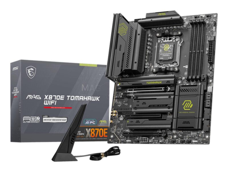 Mainboard|MSI|AMD X870E|SAM5|ATX|Memory DDR5|Memory slots 4|3xPCI-Express 16x|4xM.2|1xAudio-In|1xAudio-Out|4xUSB 2.0|2xUSB 3.2|3xUSB-C|1xRJ45|MAGX870ETOMAHAWKWIFI Mainboard|MSI|AMD X870E|SAM5|ATX|Memory DDR5|Memory slots 4|3xPCI-Express 16x|4xM.2|1xAudio-In|1xAudio-Out|4xUSB 2.0|2xUSB 3.2|3xUSB-C|1xRJ45|MAGX870ETOMAHAWKWIFI