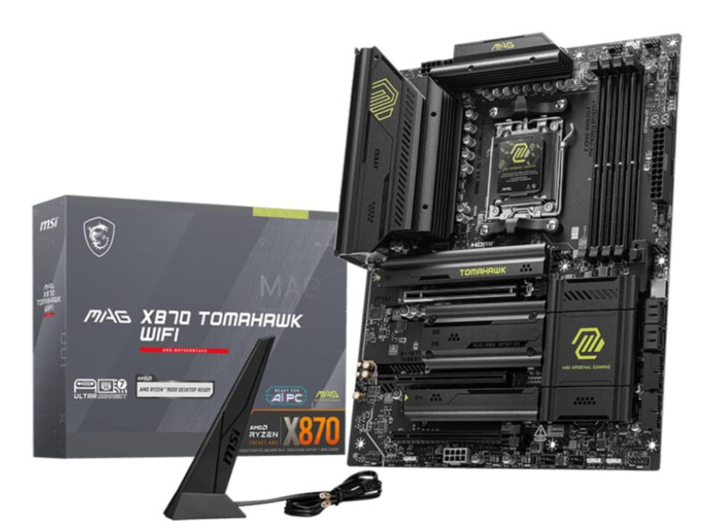 Mainboard|MSI|AMD X870|SAM5|ATX|Memory DDR5|Memory slots 4|1xPCI-Express 1x|3xPCI-Express 16x|4xM.2|1xHDMI|1xAudio-In|1xAudio-Out|4xUSB 2.0|4xUSB 3.2|3xUSB-C|1xRJ45|MAGX870TOMAHAWKWIFI Mainboard|MSI|AMD X870|SAM5|ATX|Memory DDR5|Memory slots 4|1xPCI-Express 1x|3xPCI-Express 16x|4xM.2|1xHDMI|1xAudio-In|1xAudio-Out|4xUSB 2.0|4xUSB 3.2|3xUSB-C|1xRJ45|MAGX870TOMAHAWKWIFI
