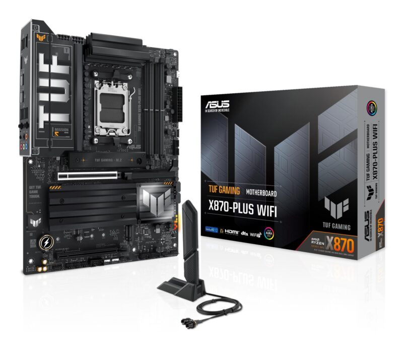 Mainboard|ASUS|AMD X870|SAM5|ATX|Memory DDR5|Memory slots 4|2xPCI-Express 4.0 16x|1xPCI-Express 5.0 16x|4xM.2|1xHDMI|1xUSB 2.0|7xUSB 3.2|2xUSB-C|1xRJ45|5xAudio port|TUFGAMINGX870-PLUSWIFI