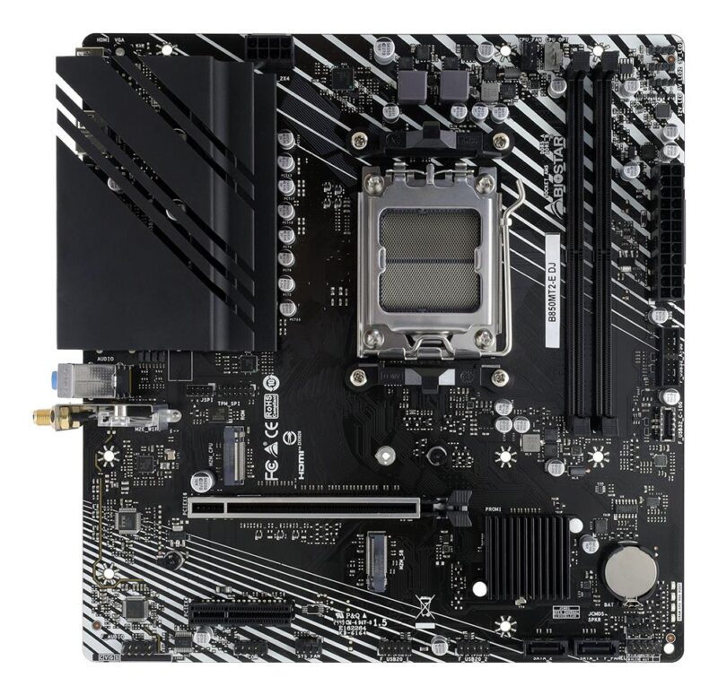 Mainboard|BIOSTAR|AMD B850|Socket AM5|micro ATX|RAM DDR5-SDRAM|2xSlots|Wi-Fi Yes|Bluetooth Yes|2xNumber of M.2 (M) slots|B850MT2-EDJ