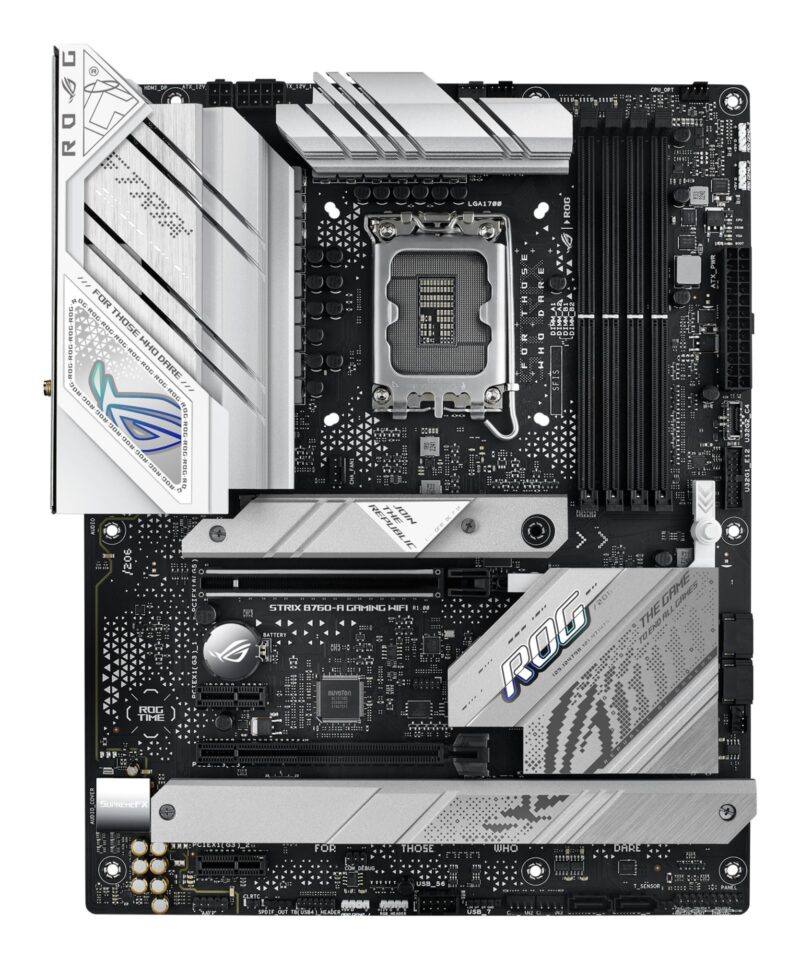 Mainboard|ASUS|Intel B760 Express|LGA1700|ATX|Memory DDR5|Memory slots 4|2xPCI-Express 3.0 1x|1xPCI-Express 3.0 16x|1xPCI-Express 5.0 16x|3xM.2|1xHDMI|1xDisplayPort|4xUSB 2.0|3xUSB 3.2|2xUSB-C|1xRJ45|5xAudio port|STRIXB760-AGAMINGWIFI Mainboard|ASUS|Intel B760 Express|LGA1700|ATX|Memory DDR5|Memory slots 4|2xPCI-Express 3.0 1x|1xPCI-Express 3.0 16x|1xPCI-Express 5.0 16x|3xM.2|1xHDMI|1xDisplayPort|4xUSB 2.0|3xUSB 3.2|2xUSB-C|1xRJ45|5xAudio port|STRIXB760-AGAMINGWIFI