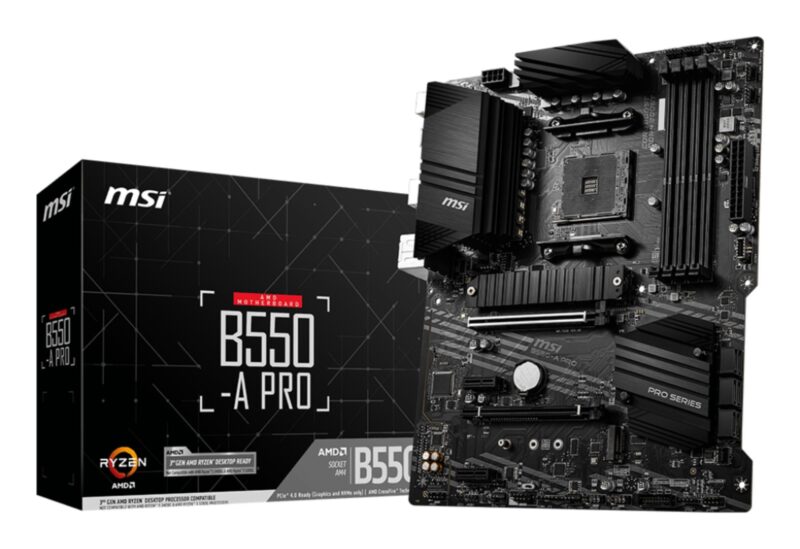 Mainboard|MSI|AMD B550|SAM4|ATX|2xPCI-Express 3.0 1x|1xPCI-Express 3.0 4x|2xM.2|1xPCI-Express 4.0 16x|Memory DDR4|Memory slots 4|1xDisplayPort|2xAudio-In|4xAudio-Out|4xUSB 2.0|1xUSB type C|3xUSB 3.2|1xPS/2|1xRJ45|B550-APRO Mainboard|MSI|AMD B550|SAM4|ATX|2xPCI-Express 3.0 1x|1xPCI-Express 3.0 4x|2xM.2|1xPCI-Express 4.0 16x|Memory DDR4|Memory slots 4|1xDisplayPort|2xAudio-In|4xAudio-Out|4xUSB 2.0|1xUSB type C|3xUSB 3.2|1xPS/2|1xRJ45|B550-APRO