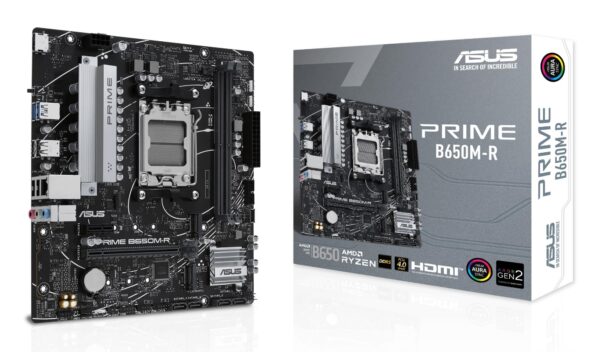 Mainboard|ASUS|AMD B650|SAM5|Micro-ATX|Memory DDR5|Memory slots 2|1xPCI-Express 4.0 1x|2xPCI-Express 4.0 16x|2xM.2|1xHDMI|4xUSB 2.0|2xUSB 3.2|1xRJ45|3xAudio port|PRIMEB650M-R Mainboard|ASUS|AMD B650|SAM5|Micro-ATX|Memory DDR5|Memory slots 2|1xPCI-Express 4.0 1x|2xPCI-Express 4.0 16x|2xM.2|1xHDMI|4xUSB 2.0|2xUSB 3.2|1xRJ45|3xAudio port|PRIMEB650M-R