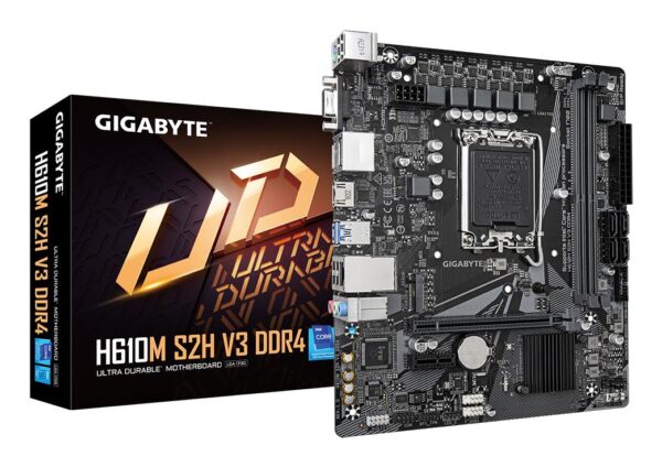 Mainboard|GIGABYTE|Intel H610|LGA1700|Micro-ATX|Memory DDR4|Memory slots 2|1xPCI-Express 3.0 1x|1xPCI-Express 4.0 16x|1xM.2|1x15pin D-sub|1xHDMI|2xDisplayPort|4xUSB 2.0|2xUSB 3.2|1xPS/2|1xRJ45|3xAudio port|H610MS2HV3DDR4 Mainboard|GIGABYTE|Intel H610|LGA1700|Micro-ATX|Memory DDR4|Memory slots 2|1xPCI-Express 3.0 1x|1xPCI-Express 4.0 16x|1xM.2|1x15pin D-sub|1xHDMI|2xDisplayPort|4xUSB 2.0|2xUSB 3.2|1xPS/2|1xRJ45|3xAudio port|H610MS2HV3DDR4