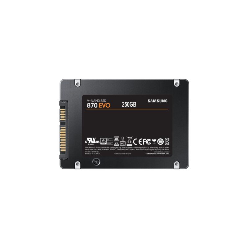 SSD|SAMSUNG|870 EVO|250GB|SATA|MLC|Write speed 530 MBytes/sec|Read speed 560 MBytes/sec|2,5"|TBW 150 TB|MTBF 1500000 hours|MZ-77E250B/EU SSD|SAMSUNG|870 EVO|250GB|SATA|MLC|Write speed 530 MBytes/sec|Read speed 560 MBytes/sec|2,5"|TBW 150 TB|MTBF 1500000 hours|MZ-77E250B/EU