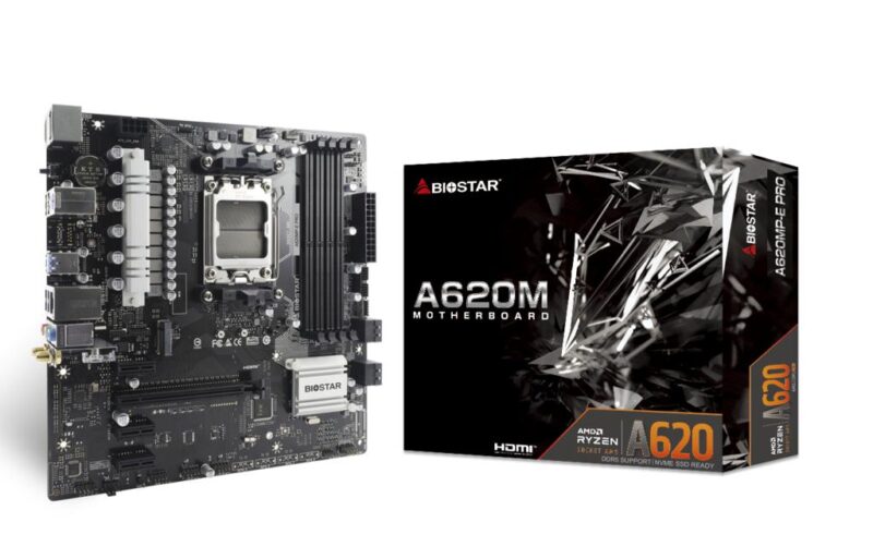 Mainboard|BIOSTAR|AMD A620|SAM5|Micro-ATX|Memory DDR5|Memory slots 4|1xPCI-Express 3.0 1x|2xPCI-Express 4.0 1x|1xPCI-Express 4.0 16x|1xM.2|1xHDMI|1xDisplayPort|2xUSB 2.0|4xUSB 3.2|1xPS/2|1xRJ45|3xAudio port|A620MP-EPRO Mainboard|BIOSTAR|AMD A620|SAM5|Micro-ATX|Memory DDR5|Memory slots 4|1xPCI-Express 3.0 1x|2xPCI-Express 4.0 1x|1xPCI-Express 4.0 16x|1xM.2|1xHDMI|1xDisplayPort|2xUSB 2.0|4xUSB 3.2|1xPS/2|1xRJ45|3xAudio port|A620MP-EPRO