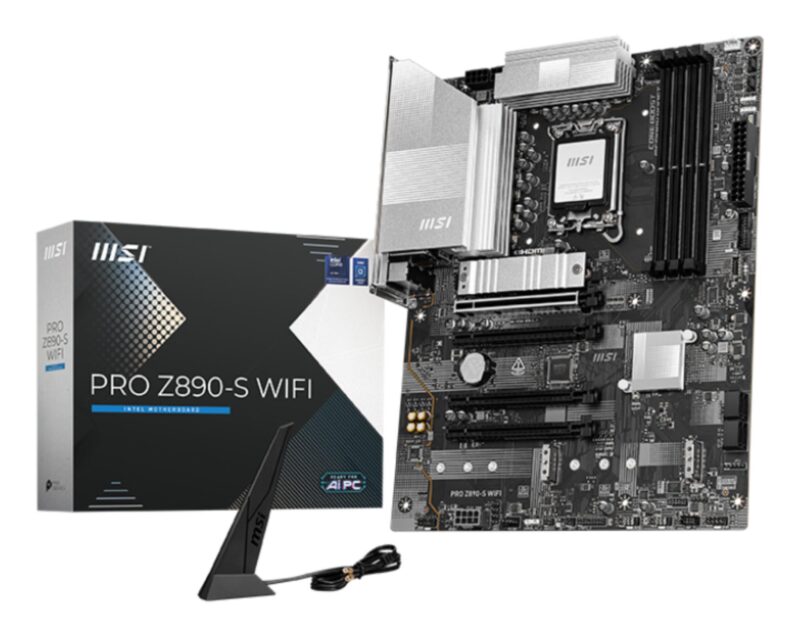 Mainboard|MSI|Intel Z890|LGA1851|ATX|Memory DDR5|Memory slots 4|1xPCI-Express 3.0 1x|2xPCI-Express 4.0 4x |1xPCI-Express 5.0 16x|3xM.2|1xHDMI|1xDisplayPort|4xUSB 2.0|2xUSB 3.0|1xUSB-C|1xUSB-C w/Thunderbolt|3xAudio port|PROZ890-SWIFI Mainboard|MSI|Intel Z890|LGA1851|ATX|Memory DDR5|Memory slots 4|1xPCI-Express 3.0 1x|2xPCI-Express 4.0 4x |1xPCI-Express 5.0 16x|3xM.2|1xHDMI|1xDisplayPort|4xUSB 2.0|2xUSB 3.0|1xUSB-C|1xUSB-C w/Thunderbolt|3xAudio port|PROZ890-SWIFI