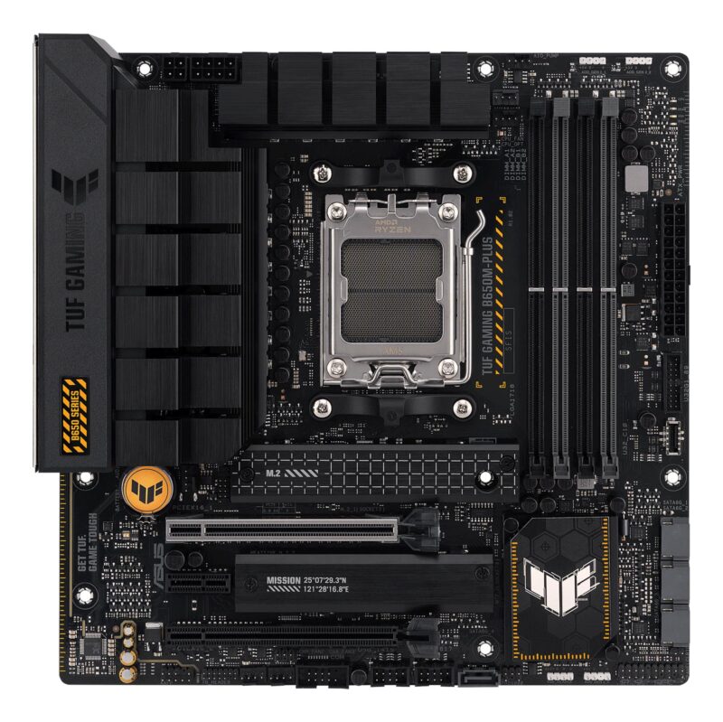 Mainboard|ASUS|AMD B650|SAM5|MicroATX|Memory DDR5|Memory slots 4|1xPCI-Express 4.0 1x|2xPCI-Express 4.0 16x|2xM.2|1xHDMI|1xDisplayPort|4xUSB 2.0|3xUSB 3.2|1xUSB-C|1xRJ45|5xAudio port|TUFGAMINGB650M-PLUS Mainboard|ASUS|AMD B650|SAM5|MicroATX|Memory DDR5|Memory slots 4|1xPCI-Express 4.0 1x|2xPCI-Express 4.0 16x|2xM.2|1xHDMI|1xDisplayPort|4xUSB 2.0|3xUSB 3.2|1xUSB-C|1xRJ45|5xAudio port|TUFGAMINGB650M-PLUS