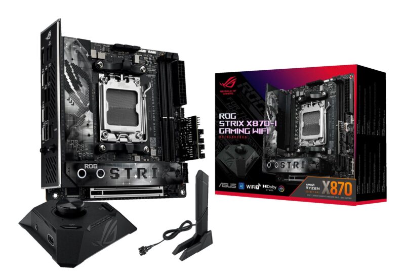 Mainboard|ASUS|AMD X870|SAM5|Mini-ITX|Memory DDR5|Memory slots 2|1xPCI-Express 4.0 16x|1xPCI-Express 5.0 16x|2xM.2|1xHDMI|3xUSB 3.0|4xUSB 3.2|1xUSB-C|2xUSB4|1xRJ45|ROGSTRIXX870-IGAMWIFI Mainboard|ASUS|AMD X870|SAM5|Mini-ITX|Memory DDR5|Memory slots 2|1xPCI-Express 4.0 16x|1xPCI-Express 5.0 16x|2xM.2|1xHDMI|3xUSB 3.0|4xUSB 3.2|1xUSB-C|2xUSB4|1xRJ45|ROGSTRIXX870-IGAMWIFI