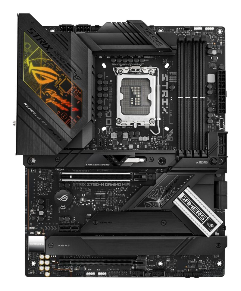 Mainboard|ASUS|Intel Z790|LGA1700|ATX|Memory DDR5|Memory slots 4|1xPCI-Express 3.0 1x|1xPCI-Express 4.0 16x|1xPCI-Express 5.0 16x|4xM.2|1xHDMI|1xDisplayPort|2xUSB 2.0|6xUSB 3.2|2xUSB-C|1xOptical S/PDIF|1xRJ45|5xAudio port|STRIXZ790-HGAMINGWIFI Mainboard|ASUS|Intel Z790|LGA1700|ATX|Memory DDR5|Memory slots 4|1xPCI-Express 3.0 1x|1xPCI-Express 4.0 16x|1xPCI-Express 5.0 16x|4xM.2|1xHDMI|1xDisplayPort|2xUSB 2.0|6xUSB 3.2|2xUSB-C|1xOptical S/PDIF|1xRJ45|5xAudio port|STRIXZ790-HGAMINGWIFI