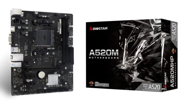 Mainboard|BIOSTAR|AMD A520|SAM4|Micro-ATX|Memory DDR4|Memory slots 2|2xPCI-Express 3.0 1x|1xPCI-Express 3.0 16x|1xM.2|1x15pin D-sub|1xHDMI|4xUSB 2.0|2xUSB 3.2|1xPS/2|1xRJ45|3xAudio port|A520MHP Mainboard|BIOSTAR|AMD A520|SAM4|Micro-ATX|Memory DDR4|Memory slots 2|2xPCI-Express 3.0 1x|1xPCI-Express 3.0 16x|1xM.2|1x15pin D-sub|1xHDMI|4xUSB 2.0|2xUSB 3.2|1xPS/2|1xRJ45|3xAudio port|A520MHP
