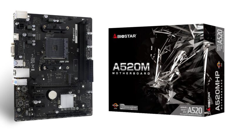 Mainboard|BIOSTAR|AMD A520|SAM4|Micro-ATX|Memory DDR4|Memory slots 2|2xPCI-Express 3.0 1x|1xPCI-Express 3.0 16x|1xM.2|1x15pin D-sub|1xHDMI|4xUSB 2.0|2xUSB 3.2|1xPS/2|1xRJ45|3xAudio port|A520MHP Mainboard|BIOSTAR|AMD A520|SAM4|Micro-ATX|Memory DDR4|Memory slots 2|2xPCI-Express 3.0 1x|1xPCI-Express 3.0 16x|1xM.2|1x15pin D-sub|1xHDMI|4xUSB 2.0|2xUSB 3.2|1xPS/2|1xRJ45|3xAudio port|A520MHP