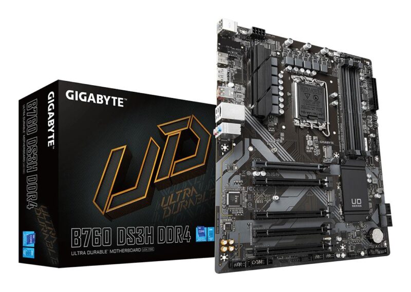 Mainboard|GIGABYTE|Intel B760 Express|LGA1700|ATX|Memory DDR4|Memory slots 4|4xPCI-Express 3.0 1x|1xPCI-Express 4.0 16x|2xM.2|1xHDMI|1xDisplayPort|4xUSB 2.0|1xUSB 3.2|1xUSB-C|1xPS/2|1xRJ45|3xAudio port|B760DS3HDDR4 Mainboard|GIGABYTE|Intel B760 Express|LGA1700|ATX|Memory DDR4|Memory slots 4|4xPCI-Express 3.0 1x|1xPCI-Express 4.0 16x|2xM.2|1xHDMI|1xDisplayPort|4xUSB 2.0|1xUSB 3.2|1xUSB-C|1xPS/2|1xRJ45|3xAudio port|B760DS3HDDR4