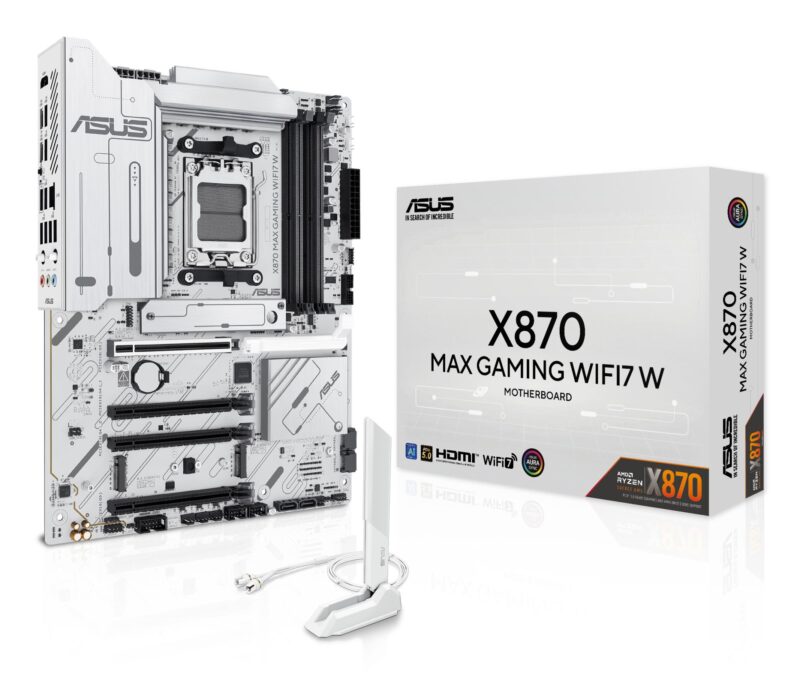 Mainboard|ASUS|AMD X870|SAM5|ATX|Memory DDR5|Memory slots 4|1xPCI-Express 3.0 16x|2xPCI-Express 4.0 16x|1xPCI-Express 5.0 16x|3xM.2|1xHDMI|4xUSB 2.0|4xUSB 3.2|2xUSB-C|1xOptical S/PDIF|1xRJ45|3xAudio port|X870MAXGAMINGWIFI7W Mainboard|ASUS|AMD X870|SAM5|ATX|Memory DDR5|Memory slots 4|1xPCI-Express 3.0 16x|2xPCI-Express 4.0 16x|1xPCI-Express 5.0 16x|3xM.2|1xHDMI|4xUSB 2.0|4xUSB 3.2|2xUSB-C|1xOptical S/PDIF|1xRJ45|3xAudio port|X870MAXGAMINGWIFI7W