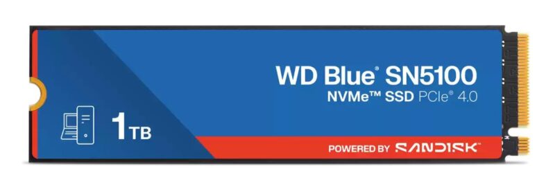 SSD|SANDISK|600xTBW rating|MTBF 1750000 h|Read speed 7100 MB/s|Write speed 6700 MB/s|NVMe Yes|PCI Express 4.0|M.2|1000 GB|POWERED BY SANDISK|Blue SN5100|WDS100T5B0E-00CPE0 SSD|SANDISK|600xTBW rating|MTBF 1750000 h|Read speed 7100 MB/s|Write speed 6700 MB/s|NVMe Yes|PCI Express 4.0|M.2|1000 GB|POWERED BY SANDISK|Blue SN5100|WDS100T5B0E-00CPE0