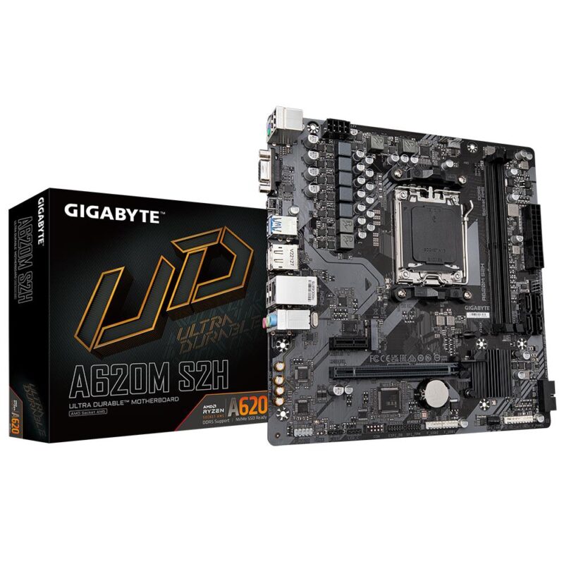Mainboard|GIGABYTE|AMD A620|Socket AM5|micro ATX|RAM DDR5-SDRAM|2xSlots|1xPCI Express x1 slots|1xPCI Express x16 slots|1xNumber of M.2 (M) slots|A620MS2H2.2 Mainboard|GIGABYTE|AMD A620|Socket AM5|micro ATX|RAM DDR5-SDRAM|2xSlots|1xPCI Express x1 slots|1xPCI Express x16 slots|1xNumber of M.2 (M) slots|A620MS2H2.2