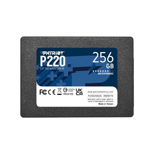 SSD|PATRIOT|P220|256GB|SATA|Write speed 490 MBytes/sec|Read speed 550 MBytes/sec|2,5"|TBW 120 TB|P220S256G25 SSD|PATRIOT|P220|256GB|SATA|Write speed 490 MBytes/sec|Read speed 550 MBytes/sec|2,5"|TBW 120 TB|P220S256G25