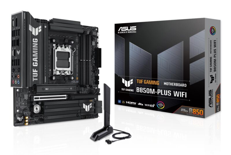 Mainboard|ASUS|AMD B850|SAM5|Micro-ATX|Memory DDR5|Memory slots 4|1xPCI-Express 4.0 1x|1xPCI-Express 4.0 16x|1xPCI-Express 5.0 16x|3xM.2|1xHDMI|1xDisplayPort|11xUSB 2.0|2xUSB-C|1xRJ45|5xAudio port|GAMINGB850M-PLUSWIFI Mainboard|ASUS|AMD B850|SAM5|Micro-ATX|Memory DDR5|Memory slots 4|1xPCI-Express 4.0 1x|1xPCI-Express 4.0 16x|1xPCI-Express 5.0 16x|3xM.2|1xHDMI|1xDisplayPort|11xUSB 2.0|2xUSB-C|1xRJ45|5xAudio port|GAMINGB850M-PLUSWIFI
