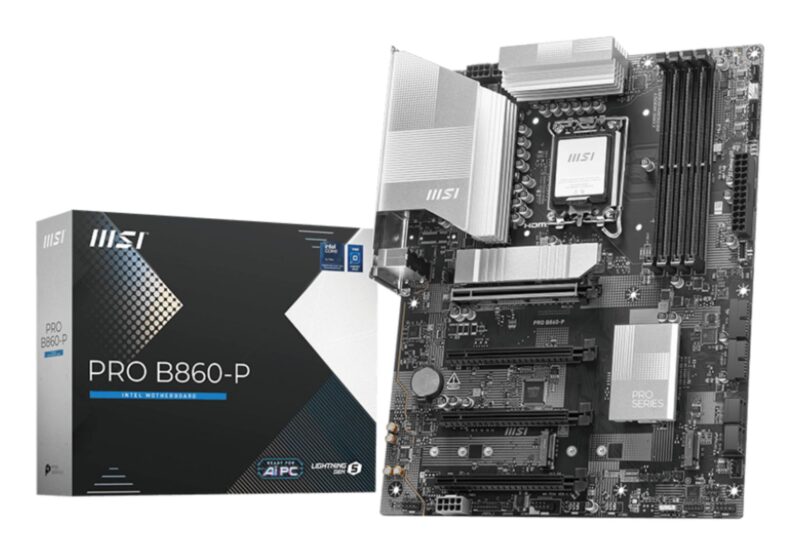 Mainboard|MSI|Intel B860 Express|LGA1851|ATX|Memory DDR5|Memory slots 4|4xPCI-Express 16x|1xHDMI|1xDisplayPort|1xAudio-In|1xAudio-Out|1xMicrophone|4xUSB 2.0|2xUSB 3.0|2xUSB 3.2|1xUSB-C w/Thunderbolt|1xRJ45|PROB860-P Mainboard|MSI|Intel B860 Express|LGA1851|ATX|Memory DDR5|Memory slots 4|4xPCI-Express 16x|1xHDMI|1xDisplayPort|1xAudio-In|1xAudio-Out|1xMicrophone|4xUSB 2.0|2xUSB 3.0|2xUSB 3.2|1xUSB-C w/Thunderbolt|1xRJ45|PROB860-P