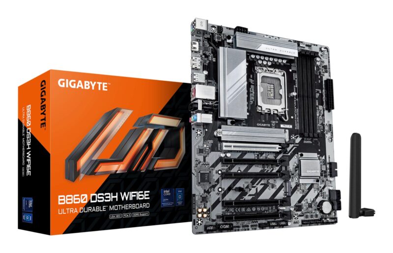 Mainboard|GIGABYTE|Intel B860 Express|LGA1851|ATX|Memory DDR5|5xPCI-Express 16x|2xM.2|1xHDMI|1xDisplayPort|1xAudio-In|1xAudio-Out|1xMicrophone|1xUSB 2.0|1xUSB 3.2|1xUSB-C|1xPS/2|1xRJ45|B860DS3HWIFI6E1.0 Mainboard|GIGABYTE|Intel B860 Express|LGA1851|ATX|Memory DDR5|5xPCI-Express 16x|2xM.2|1xHDMI|1xDisplayPort|1xAudio-In|1xAudio-Out|1xMicrophone|1xUSB 2.0|1xUSB 3.2|1xUSB-C|1xPS/2|1xRJ45|B860DS3HWIFI6E1.0