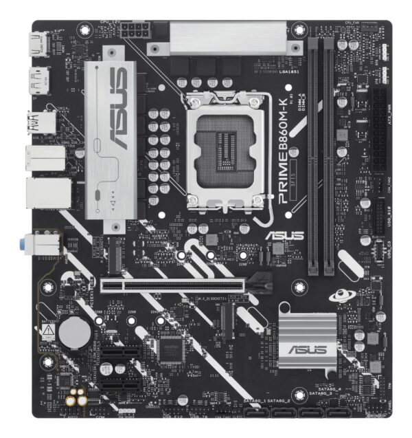 Mainboard|ASUS|Intel B860 Express|LGA1851|Micro-ATX|Memory DDR5|Memory slots 2|2xPCI-Express 4.0 1x|1xPCI-Express 4.0 16x|2xM.2|1xHDMI|1xDisplayPort|1xAudio-In|1xAudio-Out|1xMicrophone|3xUSB 2.0|2xUSB 3.0|1xUSB 3.2|1xPS/2|1xRJ45|PRIMEB860M-K