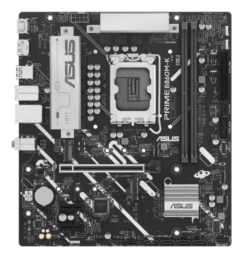 Mainboard|ASUS|Intel B860 Express|LGA1851|Micro-ATX|Memory DDR5|Memory slots 2|2xPCI-Express 4.0 1x|1xPCI-Express 4.0 16x|2xM.2|1xHDMI|1xDisplayPort|1xAudio-In|1xAudio-Out|1xMicrophone|3xUSB 2.0|2xUSB 3.0|1xUSB 3.2|1xPS/2|1xRJ45|PRIMEB860M-K Mainboard|ASUS|Intel B860 Express|LGA1851|Micro-ATX|Memory DDR5|Memory slots 2|2xPCI-Express 4.0 1x|1xPCI-Express 4.0 16x|2xM.2|1xHDMI|1xDisplayPort|1xAudio-In|1xAudio-Out|1xMicrophone|3xUSB 2.0|2xUSB 3.0|1xUSB 3.2|1xPS/2|1xRJ45|PRIMEB860M-K