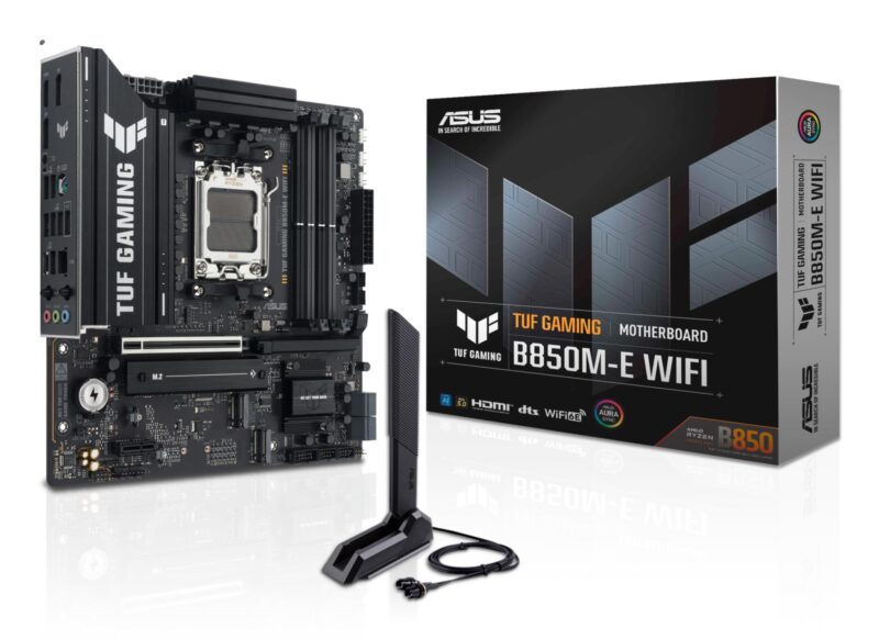 Mainboard|ASUS|AMD B850|SAM5|Micro-ATX|Memory DDR5|Memory slots 4|1xPCI-Express 4.0 1x|1xPCI-Express 4.0 16x|1xPCI-Express 5.0 16x|3xM.2|1xHDMI|2xDisplayPort|4xUSB 2.0|2xUSB 3.2|2xUSB-C|1xPS/2|1xRJ45|3xAudio port|TUFGAMINGB850M-EWIFI Mainboard|ASUS|AMD B850|SAM5|Micro-ATX|Memory DDR5|Memory slots 4|1xPCI-Express 4.0 1x|1xPCI-Express 4.0 16x|1xPCI-Express 5.0 16x|3xM.2|1xHDMI|2xDisplayPort|4xUSB 2.0|2xUSB 3.2|2xUSB-C|1xPS/2|1xRJ45|3xAudio port|TUFGAMINGB850M-EWIFI
