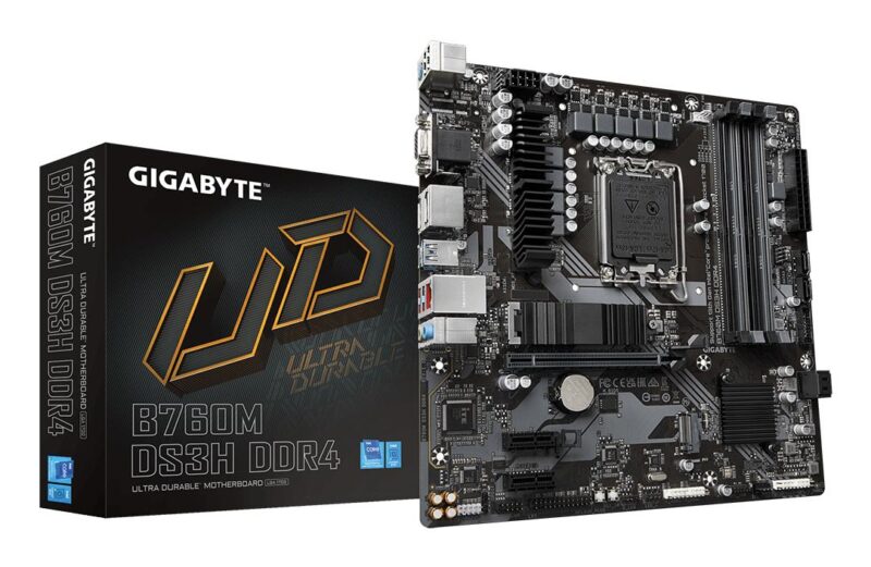 Mainboard|GIGABYTE|B760M DS3H DDR4|Intel B760 Express|LGA 1700|micro ATX|RAM DDR4-SDRAM|4xSlots|2xNumber of M.2 (M) slots|B760MDS3HDDR4 Mainboard|GIGABYTE|B760M DS3H DDR4|Intel B760 Express|LGA 1700|micro ATX|RAM DDR4-SDRAM|4xSlots|2xNumber of M.2 (M) slots|B760MDS3HDDR4