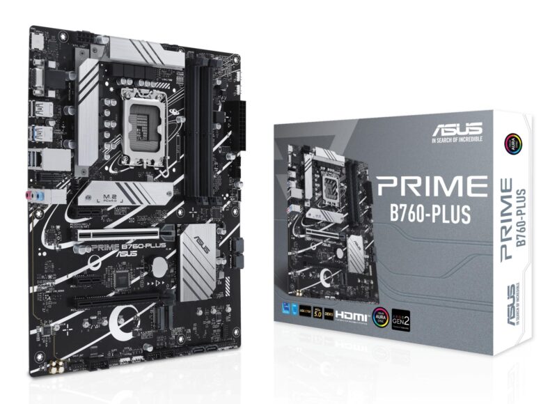 Mainboard|ASUS|Intel B760 Express|LGA1700|ATX|Memory DDR5|Memory slots 4|2xPCI-Express 3.0 1x|1xPCI-Express 4.0 16x|1xPCI-Express 5.0 16x|3xM.2|1x15pin D-sub|1xHDMI|1xDisplayPort|2xUSB 2.0|3xUSB 3.2|1xUSB-C|1xRJ45|3xAudio port|PRIMEB760-PLUS Mainboard|ASUS|Intel B760 Express|LGA1700|ATX|Memory DDR5|Memory slots 4|2xPCI-Express 3.0 1x|1xPCI-Express 4.0 16x|1xPCI-Express 5.0 16x|3xM.2|1x15pin D-sub|1xHDMI|1xDisplayPort|2xUSB 2.0|3xUSB 3.2|1xUSB-C|1xRJ45|3xAudio port|PRIMEB760-PLUS