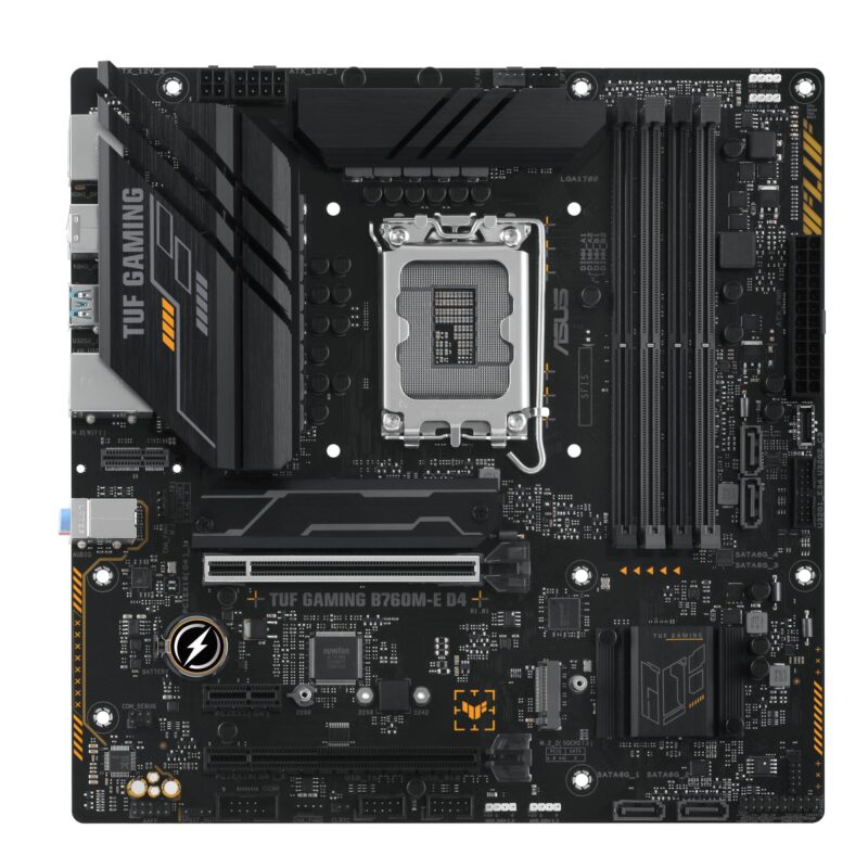 Mainboard|ASUS|Intel B760 Express|LGA1700|Micro-ATX|Memory DDR4|Memory slots 4|1xPCI-Express 4.0 1x|2xPCI-Express 4.0 16x|2xM.2|1xHDMI|1xDisplayPort|2xUSB 2.0|4xUSB 3.2|1xPS/2|1xRJ45|3xAudio port|TUFGAMINGB760M-ED4 Mainboard|ASUS|Intel B760 Express|LGA1700|Micro-ATX|Memory DDR4|Memory slots 4|1xPCI-Express 4.0 1x|2xPCI-Express 4.0 16x|2xM.2|1xHDMI|1xDisplayPort|2xUSB 2.0|4xUSB 3.2|1xPS/2|1xRJ45|3xAudio port|TUFGAMINGB760M-ED4