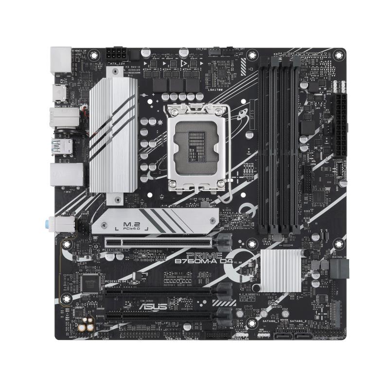 Mainboard|ASUS|Intel B760 Express|LGA1700|Micro-ATX|Memory DDR4|Memory slots 4|1xPCI-Express 4.0 16x|2xM.2|1xHDMI|1xDisplayPort|4xUSB 2.0|2xUSB 3.2|1xPS/2|1xRJ45|3xAudio port|PRIMEB760M-AD4-CSM Mainboard|ASUS|Intel B760 Express|LGA1700|Micro-ATX|Memory DDR4|Memory slots 4|1xPCI-Express 4.0 16x|2xM.2|1xHDMI|1xDisplayPort|4xUSB 2.0|2xUSB 3.2|1xPS/2|1xRJ45|3xAudio port|PRIMEB760M-AD4-CSM