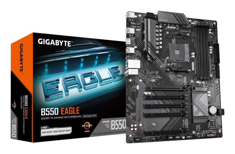 Mainboard|GIGABYTE|AMD B550|SAM4|ATX|Memory DDR4|Memory slots 4|4xPCI-Express 3.0 1x|1xPCI-Express 4.0 16x|2xM.2|1xHDMI|4xUSB 2.0|1xUSB 3.2 type B|2xUSB 3.2|1xUSB-C|1xRJ45|3xAudio port|B550EAGLE1.0 Mainboard|GIGABYTE|AMD B550|SAM4|ATX|Memory DDR4|Memory slots 4|4xPCI-Express 3.0 1x|1xPCI-Express 4.0 16x|2xM.2|1xHDMI|4xUSB 2.0|1xUSB 3.2 type B|2xUSB 3.2|1xUSB-C|1xRJ45|3xAudio port|B550EAGLE1.0