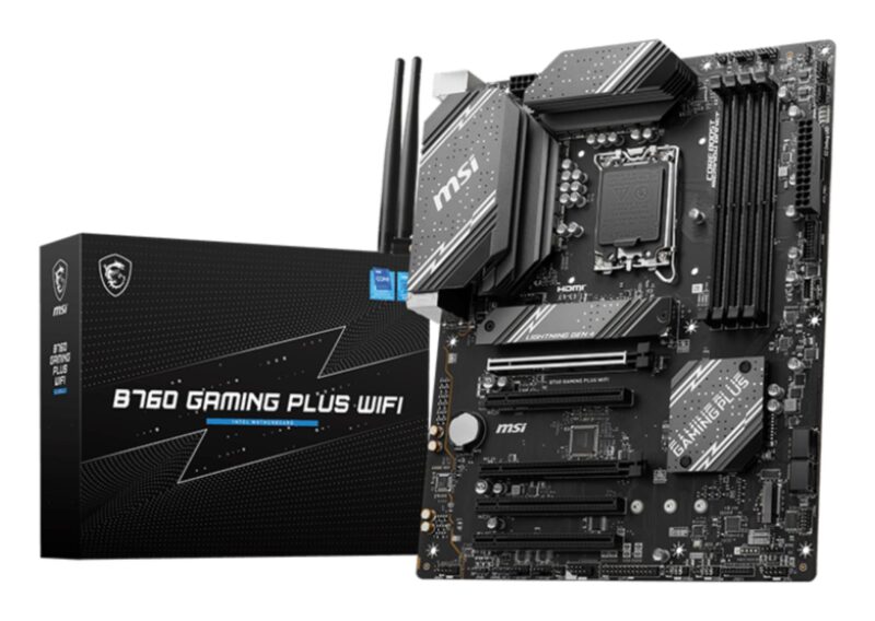Mainboard|MSI|Intel B760 Express|LGA1700|ATX|Memory DDR5|Memory slots 4|5xPCI-Express 16x|2xM.2|1xHDMI|1xDisplayPort|2xUSB 2.0|2xUSB 3.2|1xUSB-C|1xPS/2|1xOptical S/PDIF|1xRJ45|5xAudio port|B760GAMINGPLUSWIFI