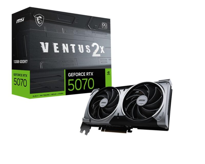 Graphics Card|MSI|NVIDIA GeForce RTX 5070|12 GB|GDDR7|192 bit|PCIE 5.0 16x|Dual Slot Fansink|1xHDMI|3xDisplayPort|RTX507012GVENTUS2XOC Graphics Card|MSI|NVIDIA GeForce RTX 5070|12 GB|GDDR7|192 bit|PCIE 5.0 16x|Dual Slot Fansink|1xHDMI|3xDisplayPort|RTX507012GVENTUS2XOC
