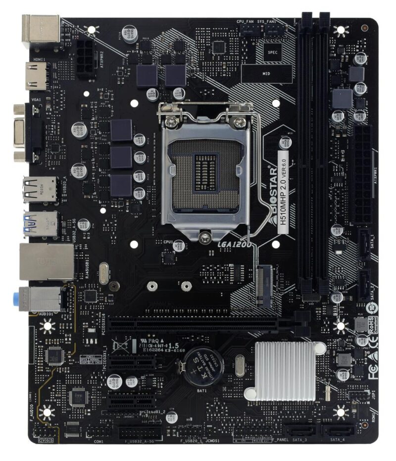 Mainboard|BIOSTAR|Intel H510|LGA1200|MicroATX|Memory DDR4|Memory slots 2|2xPCI-Express 3.0 1x|1xPCI-Express 4.0 16x|1xM.2|1x15pin D-sub|1xHDMI|2xAudio-In|1xAudio-Out|4xUSB 2.0|2xUSB 3.2|2xPS/2|1xRJ45|H510MHP2.0 Mainboard|BIOSTAR|Intel H510|LGA1200|MicroATX|Memory DDR4|Memory slots 2|2xPCI-Express 3.0 1x|1xPCI-Express 4.0 16x|1xM.2|1x15pin D-sub|1xHDMI|2xAudio-In|1xAudio-Out|4xUSB 2.0|2xUSB 3.2|2xPS/2|1xRJ45|H510MHP2.0