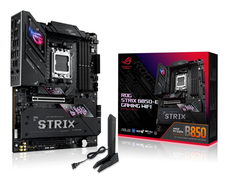 Mainboard|ASUS|AMD B850|SAM5|ATX|Memory DDR5|Memory slots 4|1xPCI-Express 4.0 16x|1xPCI-Express 5.0 16x|5xM.2|1xHDMI|1xDisplayPort|6xUSB 2.0|6xUSB 3.0|3xUSB-C|1xOptical S/PDIF|1xRJ45|2xAudio port|STRIXB850-EGAMINGWIFI Mainboard|ASUS|AMD B850|SAM5|ATX|Memory DDR5|Memory slots 4|1xPCI-Express 4.0 16x|1xPCI-Express 5.0 16x|5xM.2|1xHDMI|1xDisplayPort|6xUSB 2.0|6xUSB 3.0|3xUSB-C|1xOptical S/PDIF|1xRJ45|2xAudio port|STRIXB850-EGAMINGWIFI