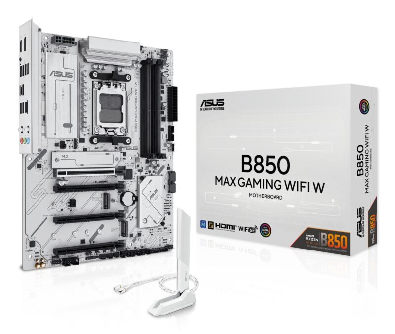 Mainboard|ASUS|AMD B850|SAM5|ATX|Memory DDR5|Memory slots 4|2xPCI-Express 3.0 16x|1xPCI-Express 4.0 16x|1xPCI-Express 5.0 16x|3xM.2|1xHDMI|1xDisplayPort|2xUSB 2.0|5xUSB 3.2|1xUSB-C|1xRJ45|3xAudio port|B850MAXGAMINGWIFIW