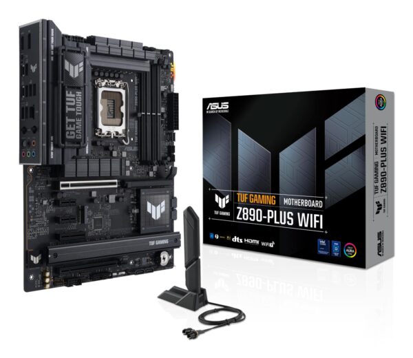 Mainboard|ASUS|Intel Z890|LGA1851|ATX|Memory DDR5|Memory slots 4|2xPCI-Express 4.0 1x|1xPCI-Express 4.0 4x	|1xPCI-Express 4.0 16x|1xPCI-Express 5.0 16x|4xM.2|1xHDMI|1xDisplayPort|3xUSB 3.0|3xUSB 3.1|1xUSB-C|1xUSB-C w/Thunderbolt|1xOptical S/PDIF|1xRJ45|5xAudio port|TUFGAMINGZ890-PLUSWIFI