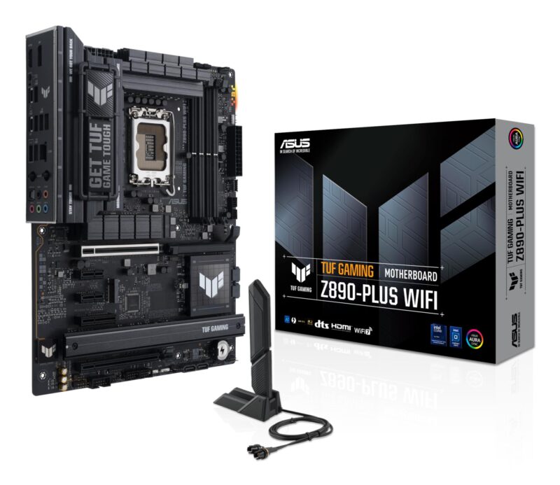 Mainboard|ASUS|Intel Z890|LGA1851|ATX|Memory DDR5|Memory slots 4|2xPCI-Express 4.0 1x|1xPCI-Express 4.0 4x	|1xPCI-Express 4.0 16x|1xPCI-Express 5.0 16x|4xM.2|1xHDMI|1xDisplayPort|3xUSB 3.0|3xUSB 3.1|1xUSB-C|1xUSB-C w/Thunderbolt|1xOptical S/PDIF|1xRJ45|5xAudio port|TUFGAMINGZ890-PLUSWIFI